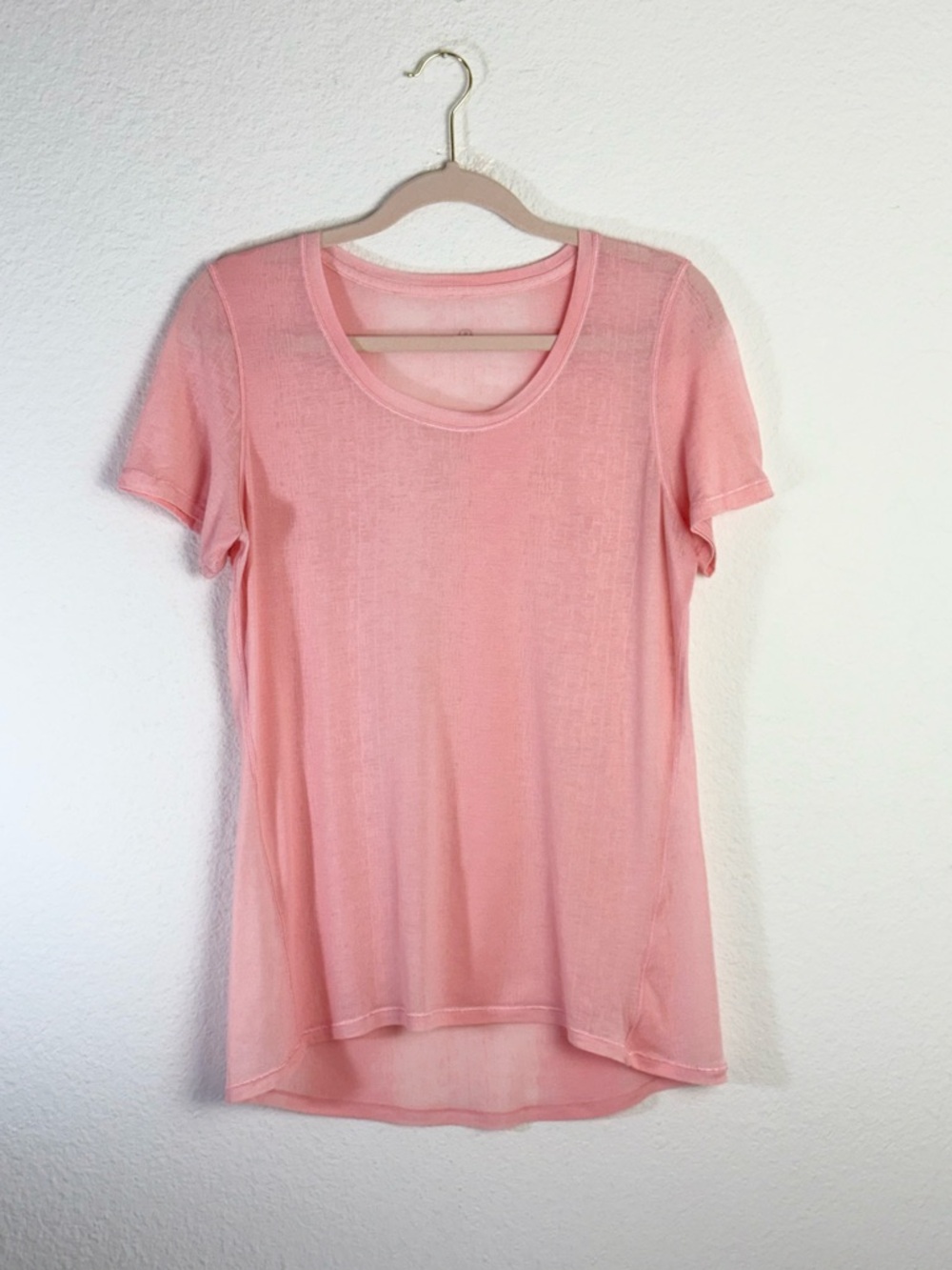 Lululemon Light Pink Burnout Short Sleeve Activewear Top